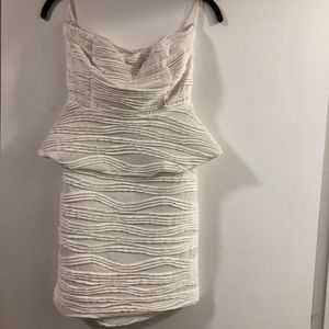 Strapless mini peplum dress